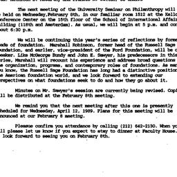 Announcements, 1989-02-08. ...