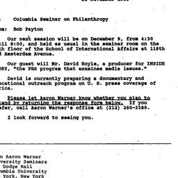 Announcements, 1985-11-21. ...