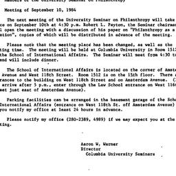 Announcements, 1985-08-15. ...