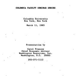 Speaker's paper, 1985-0...