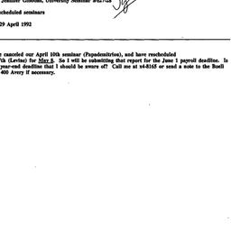Correspondence, 1992-04-29....