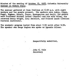 Minutes, 1978-10-13. Studie...