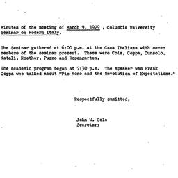 Minutes, 1979-03-09. Studie...