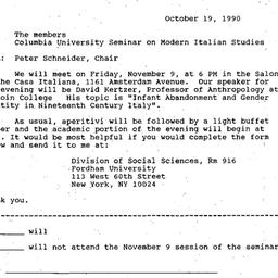 Announcements, 1990-10-19. ...