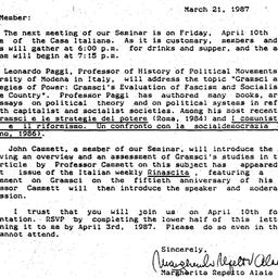 Announcements, 1987-03-21. ...