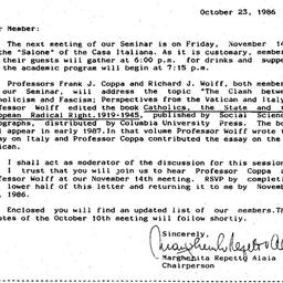 Announcements, 1986-10-23. ...