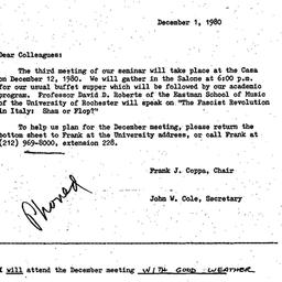Announcements, 1980-12-01. ...