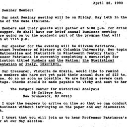 Announcements, 1993-04-28. ...