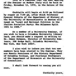 Announcements, 1970-10-30. ...
