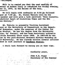 Announcements, 1970-11-30. ...