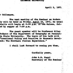 Announcements, 1971-04-05. ...
