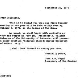 Announcements, 1970-09-29. ...