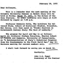 Announcements, 1972-02-29. ...