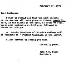 Announcements, 1970-02-27. ...