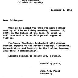 Announcements, 1969-12-01. ...