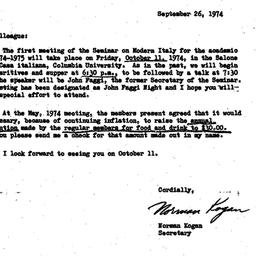 Announcements, 1974-09-26. ...