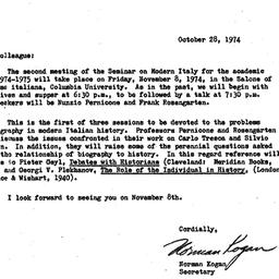 Announcements, 1974-10-28. ...