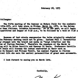 Announcements, 1975-02-28. ...