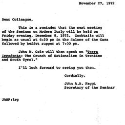 Announcements, 1972-11-27. ...