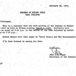 Announcements, 1973-02-26. ...