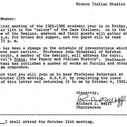Announcements, 1985-10-11. ...