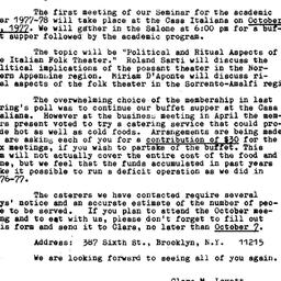 Announcements, 1977-09-15. ...