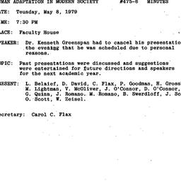 Minutes, 1979-05-08. Human ...