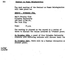 Announcements, 1968-11-06. ...