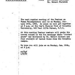 Announcements, 1969-01-08. ...