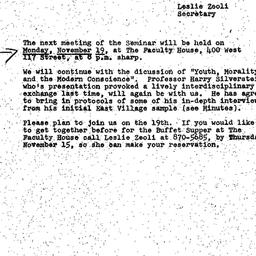 Announcements, 1973-11-19. ...