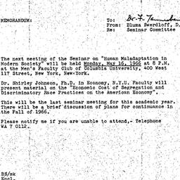 Announcements, 1966-05-10. ...