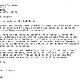 Announcements, 1987-01-21. ...