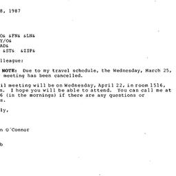 Announcements, 1987-03-18. ...