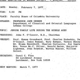 Minutes, 1977-02-07. Human ...