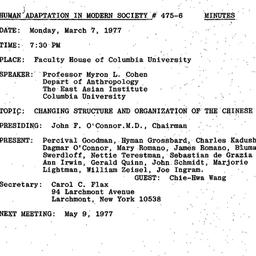 Minutes, 1977-03-07. Human ...