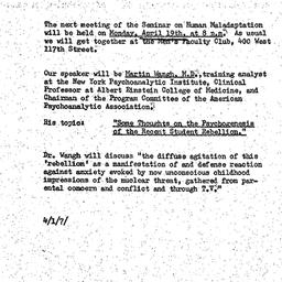 Announcements, 1971-04-01. ...