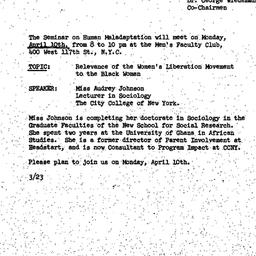 Announcements, 1972-03-23. ...