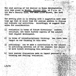 Announcements, 1970-01-09. ...