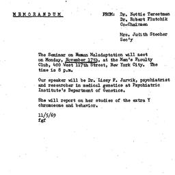 Announcements, 1969-11-05. ...
