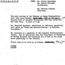 Announcements, 1968-04-08. ...