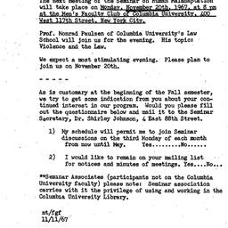 Announcements, 1967-11-11. ...