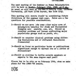 Announcements, 1968-02-05. ...