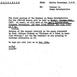 Announcements, 1967-10-02. ...