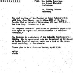 Announcements, 1968-04-08. ...