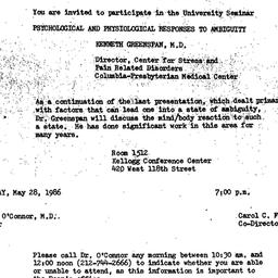 Announcements, 1986-05-28. ...