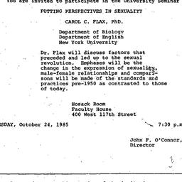 Announcements, 1985-10-24. ...