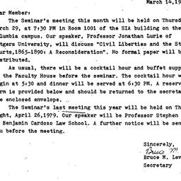 Announcements, 1979-03-14. ...