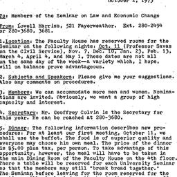 Announcements, 1973-10-02. ...