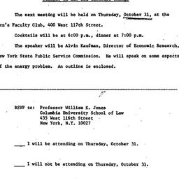 Announcements, 1973-10-10. ...