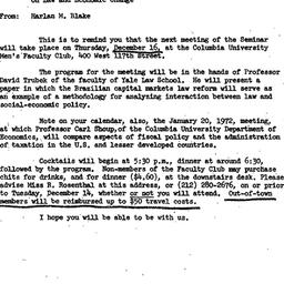 Announcements, 1971-12-08. ...